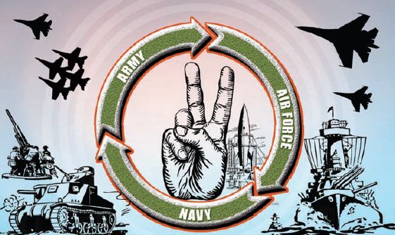 [בכרזה: שילוביות היא מונח צבאי חדש יחסית, שנטבע במשרד ההגנה האמריקני במחצית השנייה של המאה הקודמת. במהותו, הוא דומה מאוד למושג שיתוף פעולה. בעל הזכויות בתמונה זו לא אותר. לכן, השימוש נעשה לפי סעיף 27א' לחוק זכויות יוצרים. בעל הזכויות הראשי, אנא פנה ל: yehezkeally@gmail.com]