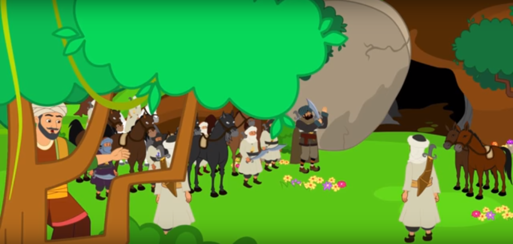 [התמונה היא צילום מסך מתוך סרטון היו-טיוב: Ali Baba and the 40 Thieves Kids Story | Bedtime Stories for Children]