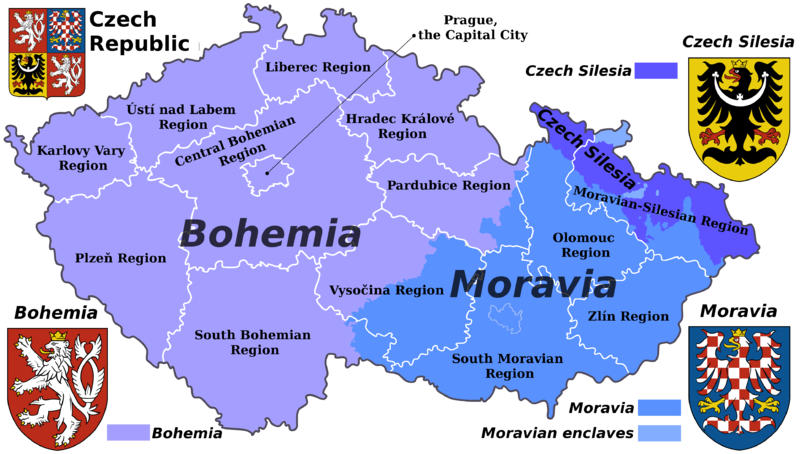 [במפה: בוהמיה ומורביה... המפה נוצרה והועלתה לויקיפדיה על ידי אדם לא ידוע. קובץ זה הוא בעל רישיון Creative Commons להפצה, תחת רישיון זהה, גרסה: CC BY-SA 3.0]