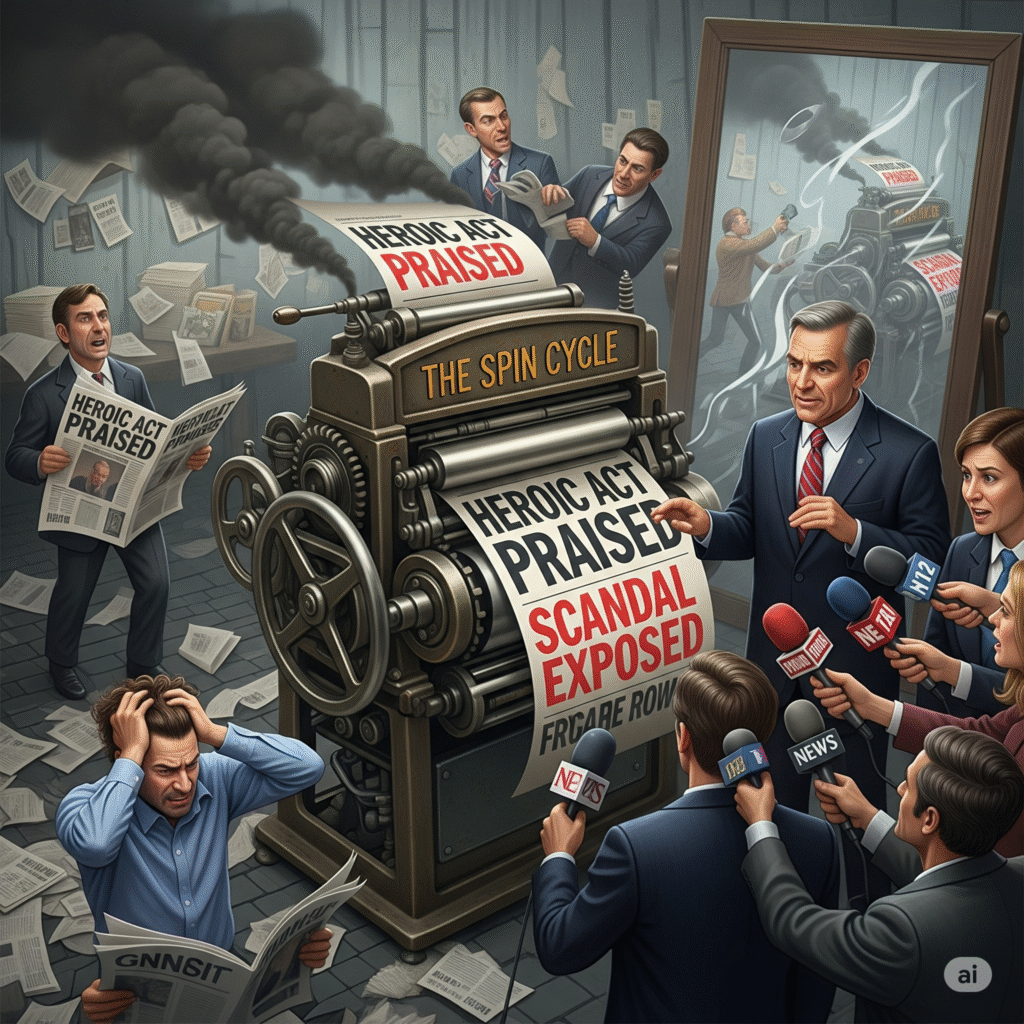 [בתמונה: ספינים תקשורתיים... התמונה עובדה במערכת הבינה המלאכותית Gemini' של גוגל]