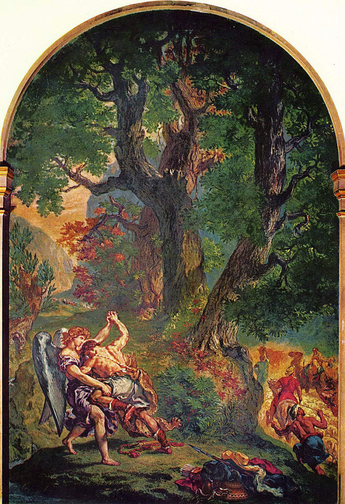 [בתמונה: יעקב נאבק במלאך (יוג'ין דלקרואה, 1861, כנסיית סן-סולפיס). התמונה היא נחלת הכלל]