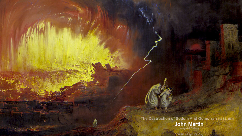 Pictured: Sodom and Gomorrah. A painting by John Martin. The image is in the public domain