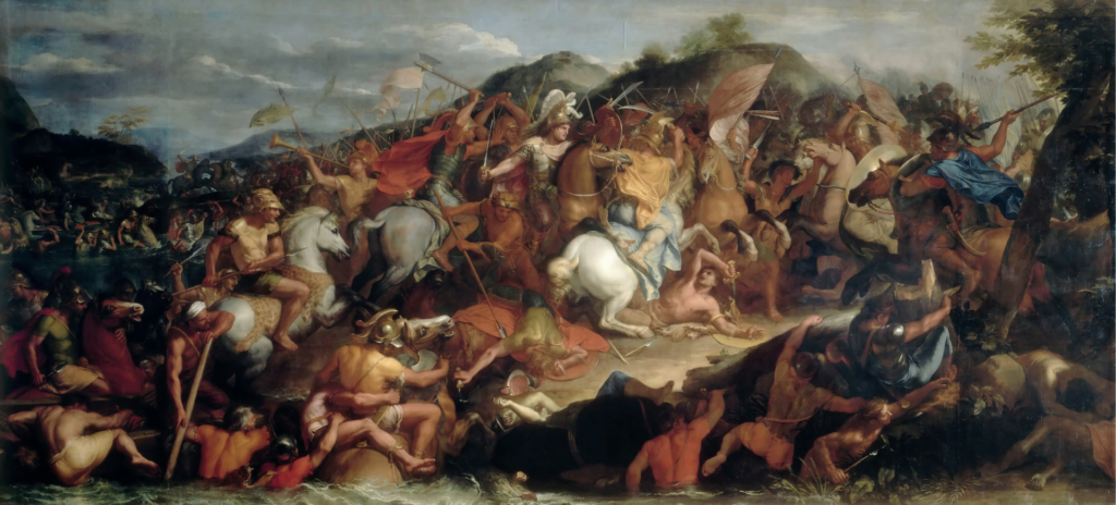 [בתמונה: רגע השיא בקרב גרניקוס: קליטוס השחור (מניף גרזן קרב) מציל את אלכסנדר מלוחמים פרסיים; ציורו של שארל לה ברון משנת 1665. התמונה היא נחלת הכלל]