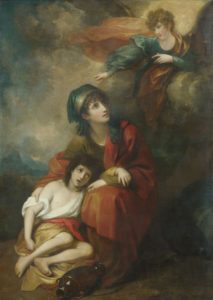 [Picture: Hagar thus becomes the first biblical parent to despair... Image created and uploaded to Wikipedia by Benjamin West. This file is licensed under the Creative Commons Attribution-Share Alike 3.0 Unported license]