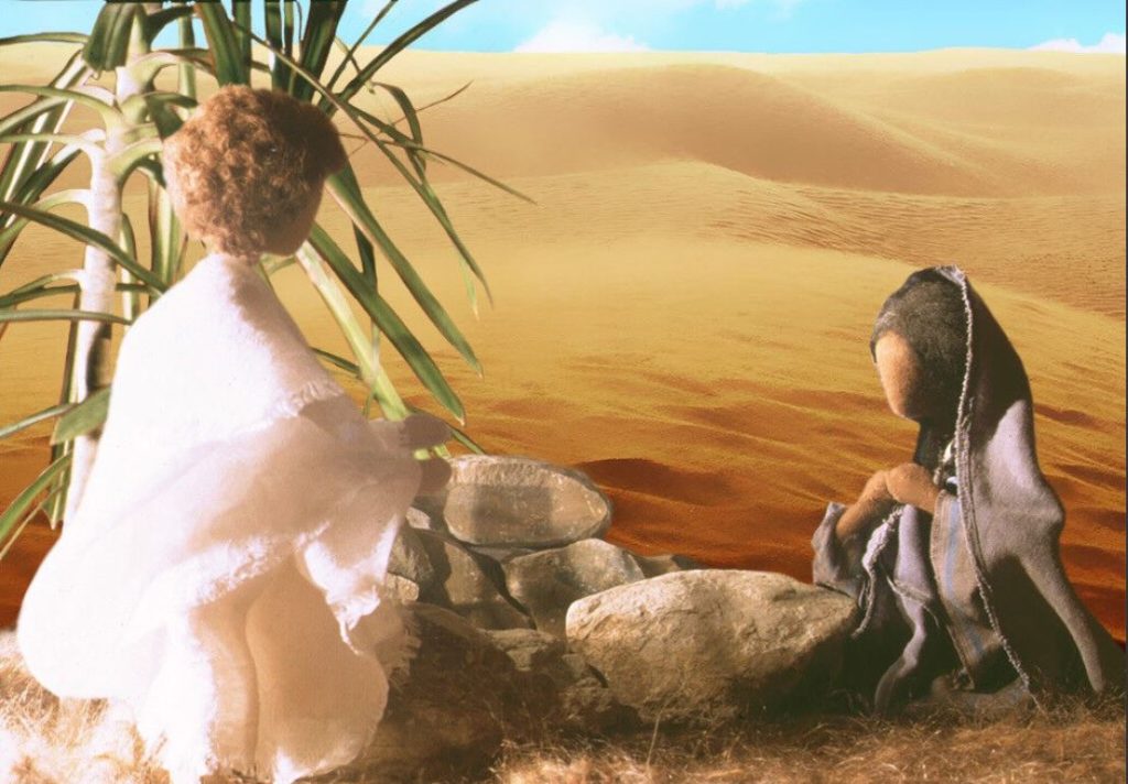 [Picture: Sara and Ishmael alone in the desert ... Source: Free Bible Images]