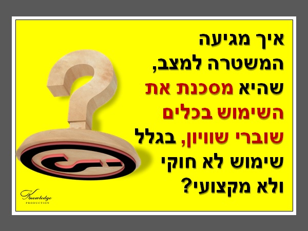 בכרזה: איך מגיעה המשטרה למצב, שהיא מסכנת את השימוש בכלים שוברי שוויון, בגלל שימוש לא חוקי ולא מקצועי? [התמונה בשמאל הכרזה היא תמונה חופשית - CC0 Creative Commons - שעוצבה והועלתה על ידי Picsues לאתר Pixabay הכרזה: ייצור ידע]