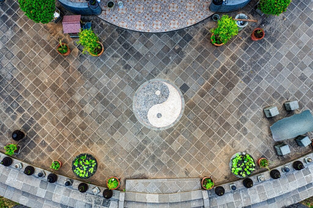 [בתמונה: בעוד שהתפיסה המערבית מפרשת את העולם באמצעות מושגים של 'רע וטוב' (עקב אימוץ של מערכות מוסר כריסטו-ג'ודאיות), תפיסת המזרח - הרלוונטית יותר בבחינת מושגים אסתטיים - היא ששני כוחות שביניהם ניגודיות הם בלתי ניתנים להפרדה. המקור: Photo by Tom Fisk from Pexels]