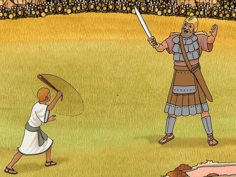 Picture: The young shepherd David exhibits the faith of a child in his hewn skills and confident mindset when he convinces King Saul that he was the right warrior to face off the giant Goliath in a duel that would determine whether Israel would be subordinated to the Philistines. Artist: John Paul Stanley. freebibleimages.