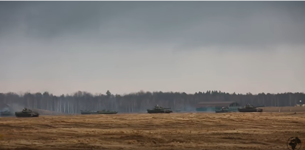 [בתמונה: טנקים רוסיים באוקראינה... התמונה היא צילום מסך]