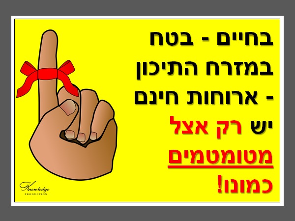 בכרזה: בחיים - בטח במזרח התיכון - ארוחות חינם יש רק אצל מטומטמים כמונו! הכרזה: ייצור ידע