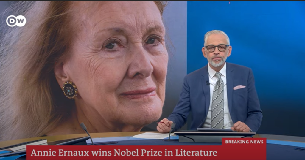 [בתמונה: פרס נובל לספרות לשנת 2022, הכתיר את 'אנני ארנו' (Annie Ernaux). התמונה היא צילום מסך]