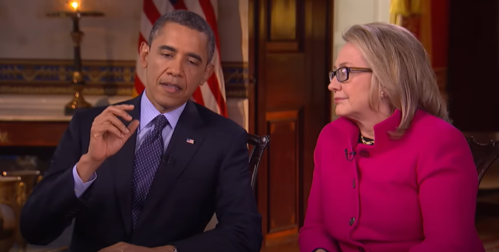 [בתמונה: מי שנתן לגיטימציה לחיבור שבין תורת אלינסקי (ראו תמונה משמאל) לזרם המרכזי של המפלגה הדמוקרטית בארצות הברית, היו הצמד, ברק אובמה והילרי קלינטון... התמונה היא צילום מסך]