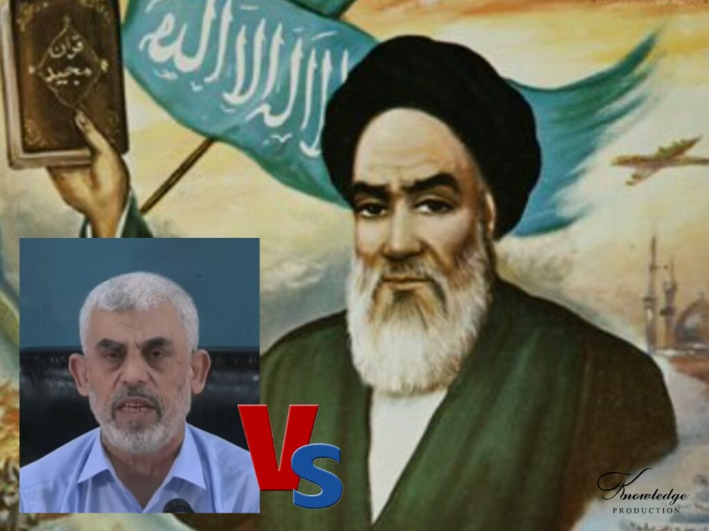 [בתמונה: בין חומייני לסינואר... מקור תמונתו של חומייני: טוויטר. בעל הזכויות בתמונה זו לא אותר. לכן, השימוש נעשה לפי סעיף 27א' לחוק זכויות יוצרים. בעל הזכויות הראשי, אנא פנה ל: yehezkeally@gmail.com. מקור תמונת סינואר: צילום מסך. הכרזה: ייצור ידע]