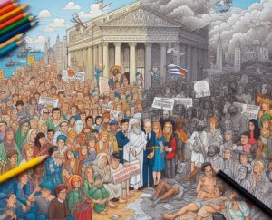 [בתמונה: 'פרדוקס הסובלנות' הכשיל את ה'רב תרבותיות'... התמונה עובדה במערכת הבינה המלאכותית של DALL·E ב- Microsoft Bing]