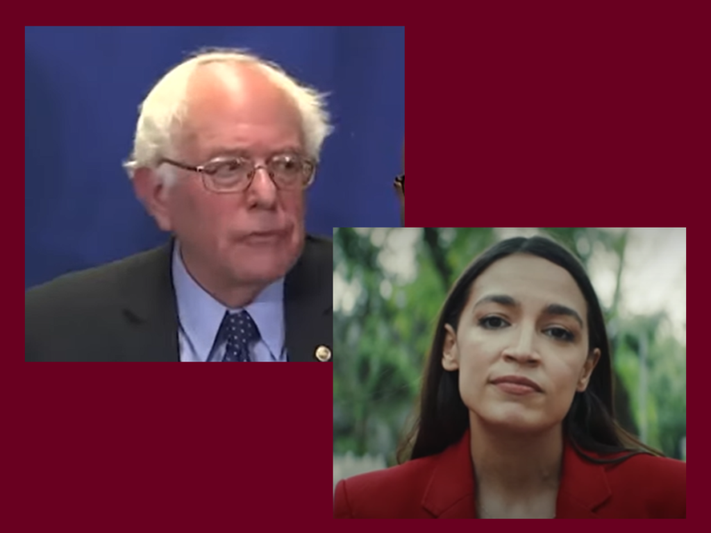 [בתמונה: הפרוגרסיביים החדשים, המאופיינים, בין היתר, ע"י אישים כברני סנדרס וכאלכסנדריה אוקסיו-קורטז. התמונות הם צילום מסך]