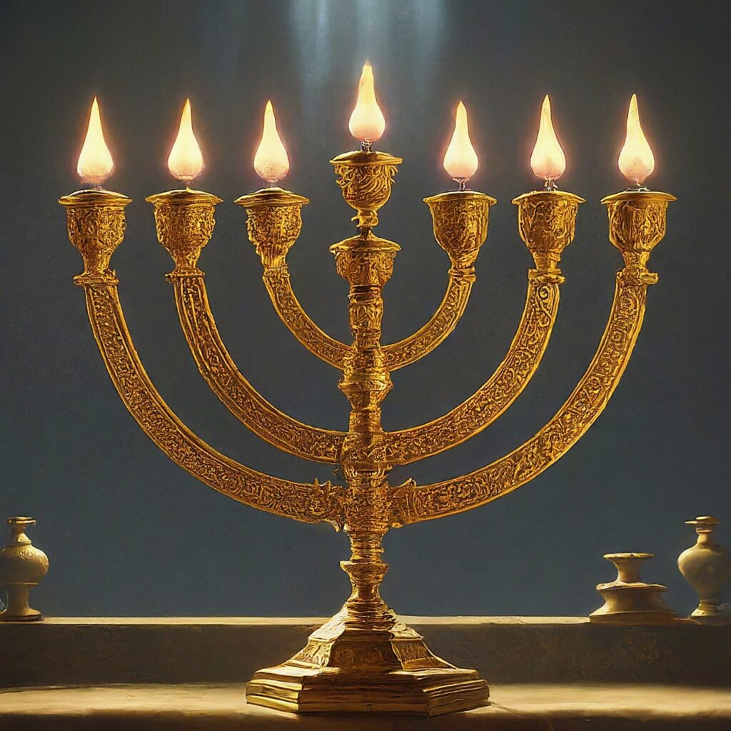 [בתמונה: המנורה היבטים קבליים... התמונה עובדה במערכת הבינה המלאכותית Gemini' של גוגל]