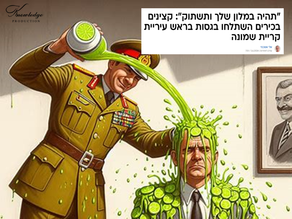[בתמונה: כשקציני צבא צועקים על ראש עיר זה סימפטום לכאוס ולאבדן שליטה... התמונה עובדה במערכת הבינה המלאכותית של DALL·E ב- Microsoft Bing]