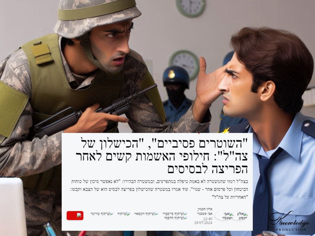 [השוטרים פאסיביים? התמונה עובדה במערכת הבינה המלאכותית של DALL·E ב- Microsoft Bing. למאמר המלא של חכמון ואשכנזי ב'מעריב', לחצו כאן. הכרזה: ייצור ידע]