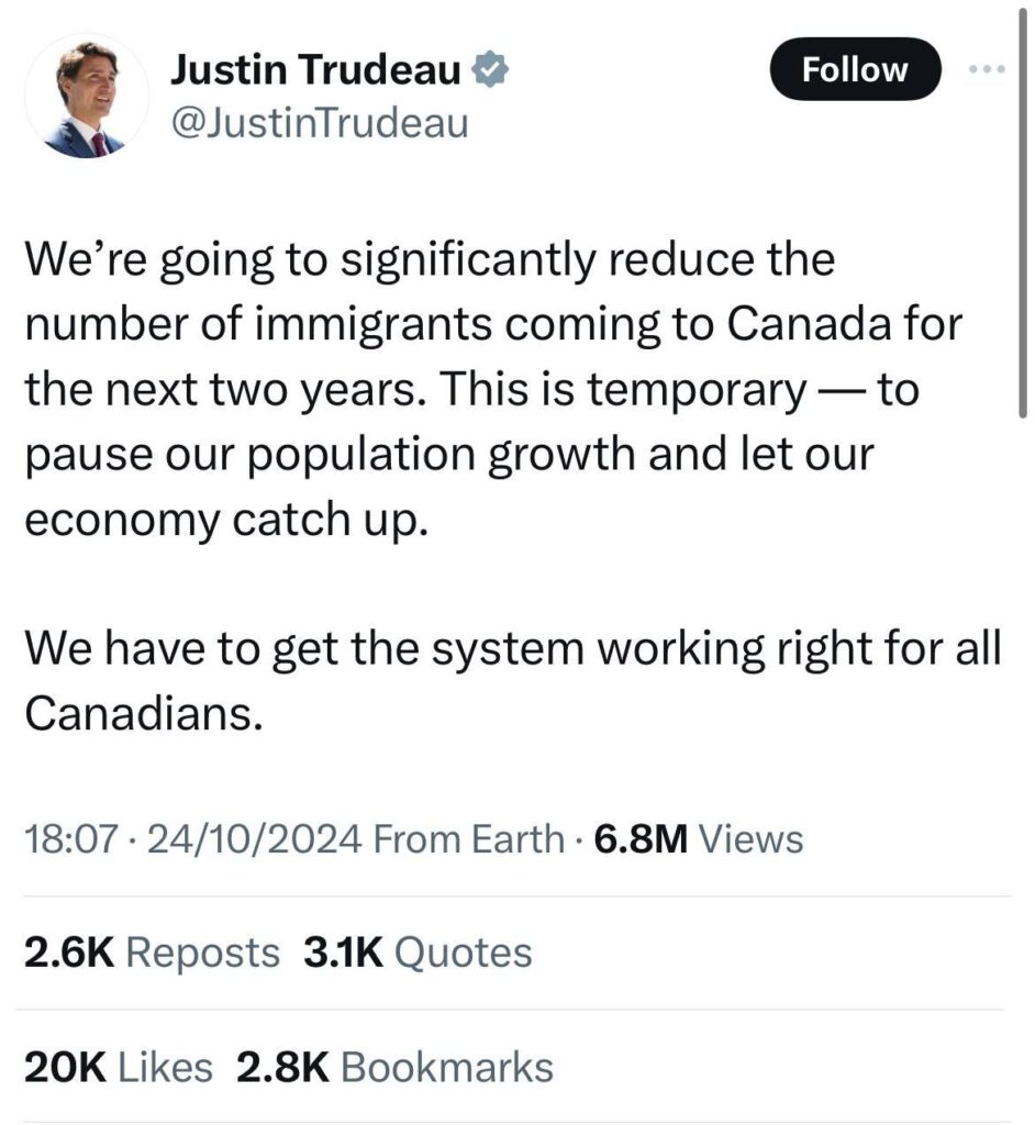 [לדף הטוויטר של ג'סטין טרודו, לחצו כאן]
