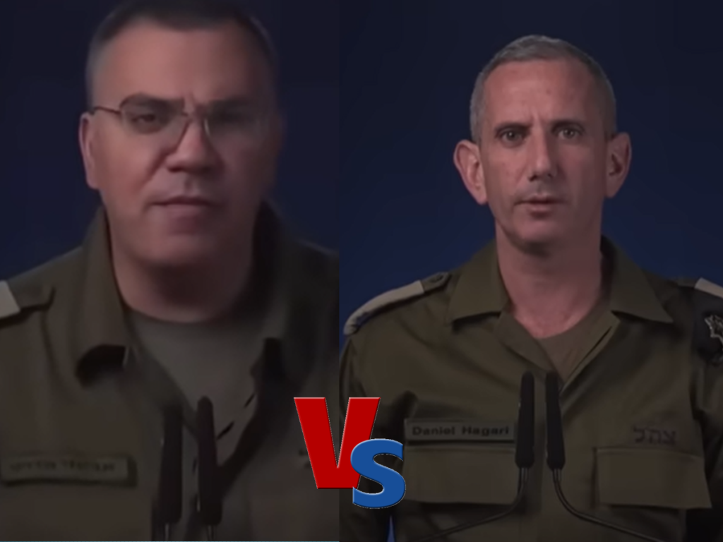 [בתמונה: שני דוברים לצה"ל ואיזה הבדל ביניהם...התמונות הן צילום מסך]