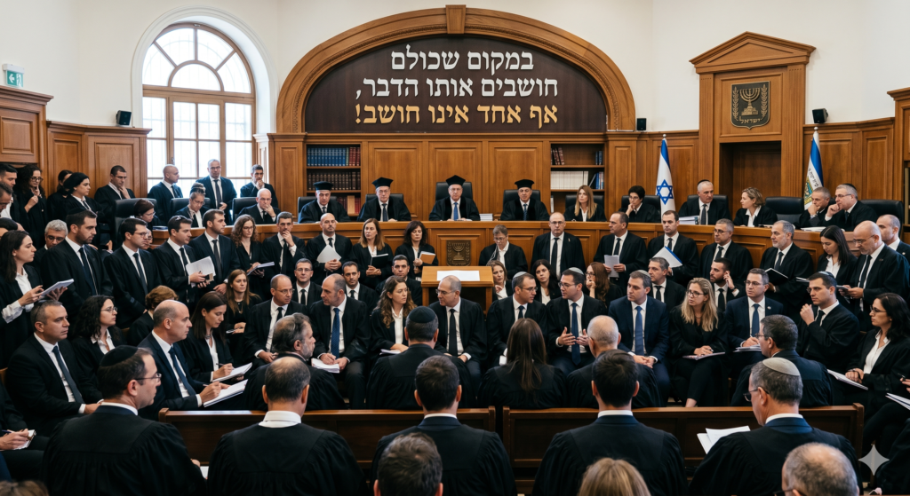 [בתמונה: לסיכום פסטיבל הפרקליטים והשופטים בכנס לשכת עורכי הדין… התמונה עובדה במערכת הבינה המלאכותית Gemini' של גוגל]