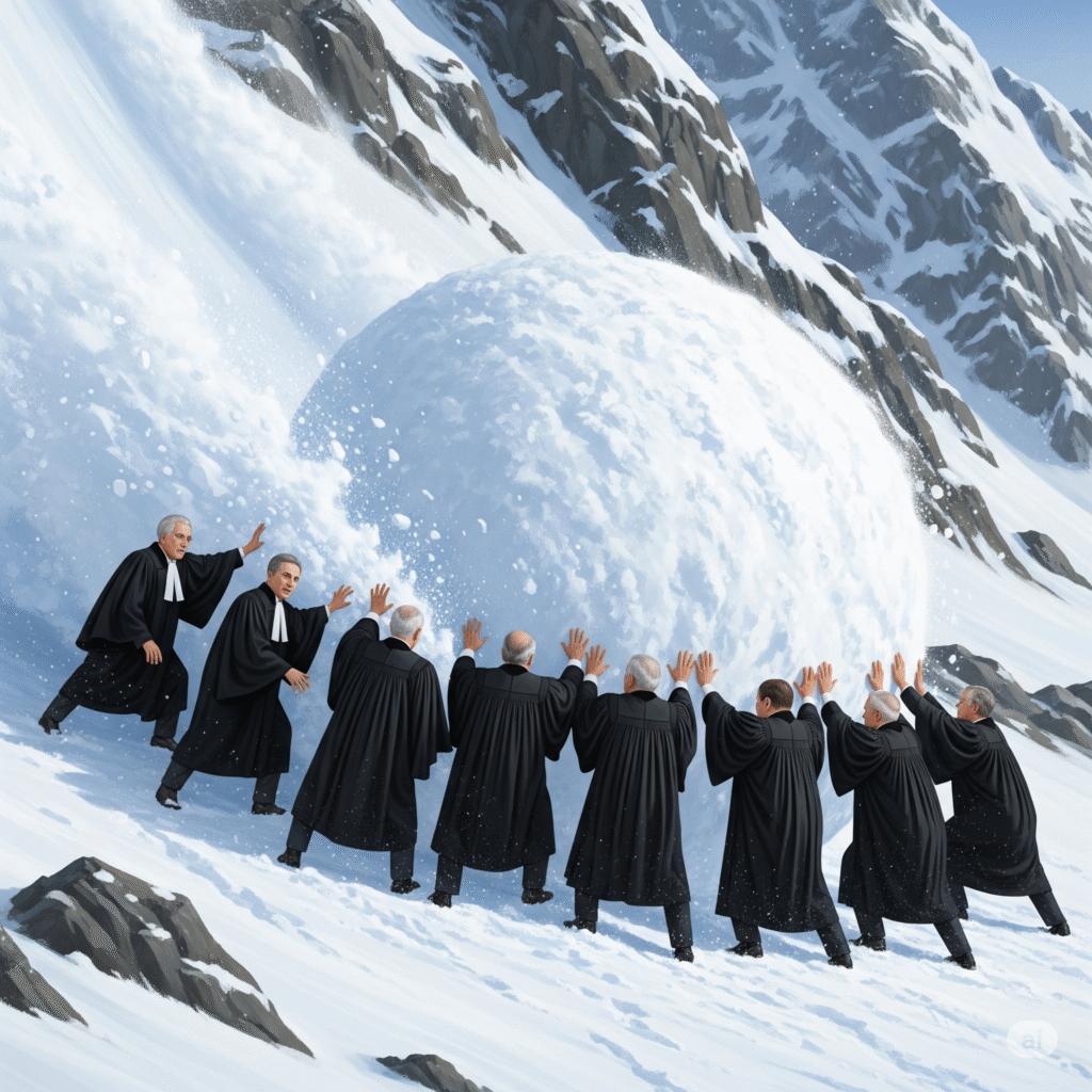 [בתמונה: האם השופטים הבינו שהגיע הרגע לעצור את ההידרדרות במעמדו של בית המשפט העליון? התמונה עובדה במערכת הבינה המלאכותית Gemini' של גוגל]