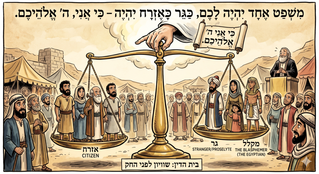 [בתמונה: "משפט אחד יהיה לכם"... פרשת אמור. התמונה עובדה במערכת הבינה המלאכותית Gemini' של גוגל]