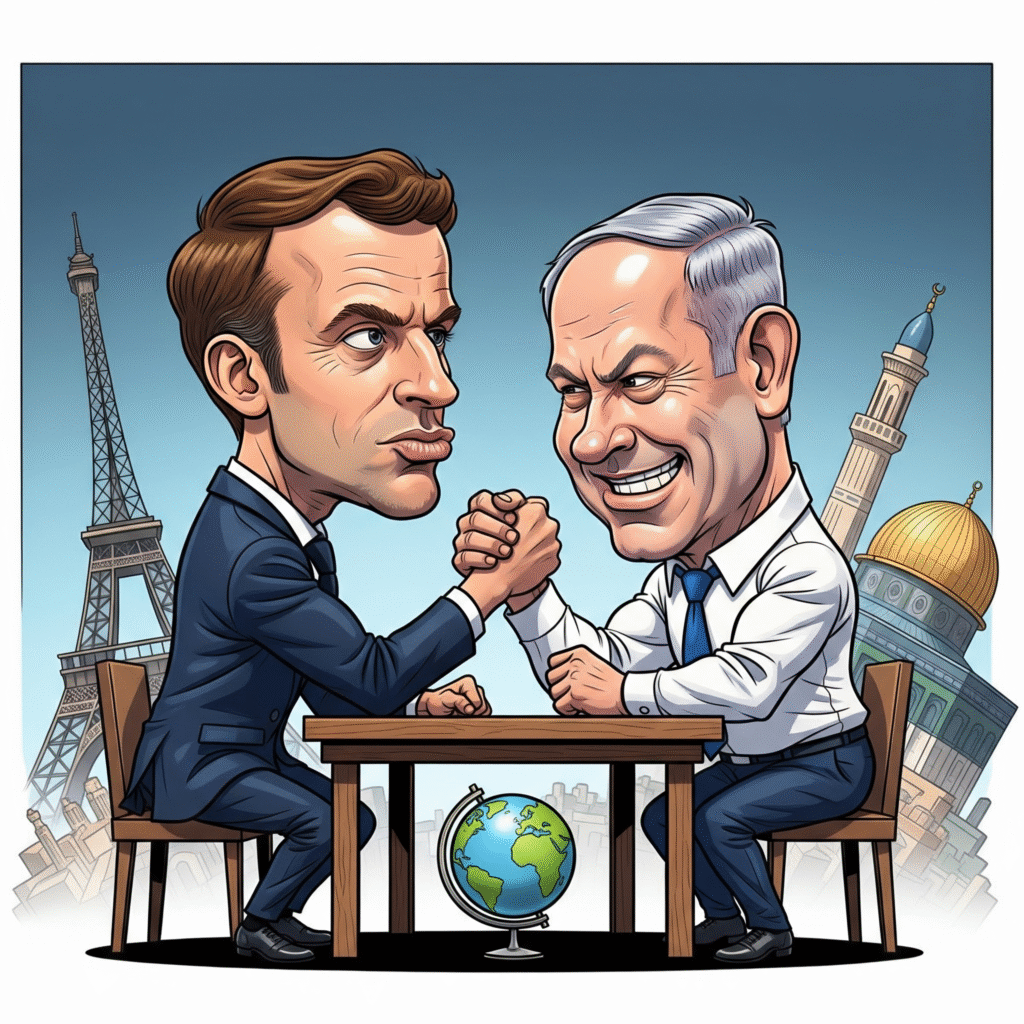 [בתמונה: צרפת הכריזה מלחמה על ישראל... התמונה עובדה במערכת הבינה המלאכותית Gemini' של גוגל]