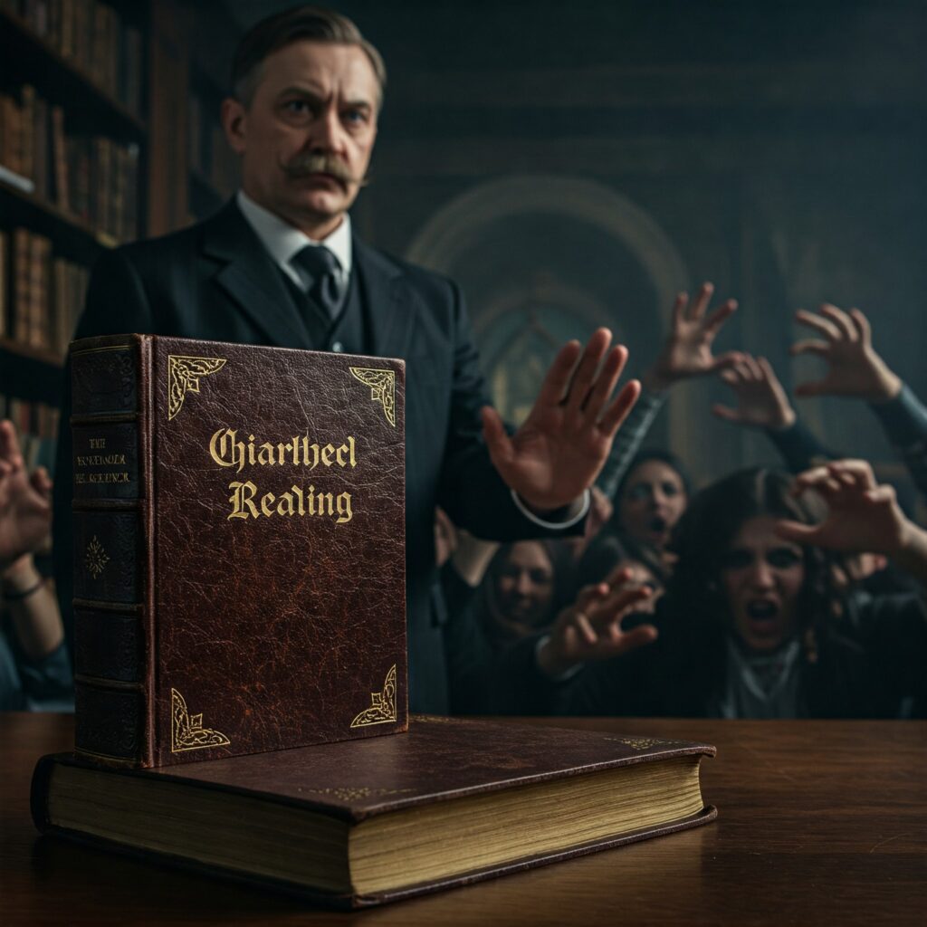 [בתמונה: המסר ברור: אל תתקרבו לספר ואל תקראו אותו!… התמונה עובדה במערכת הבינה המלאכותית Gemini' של גוגל]