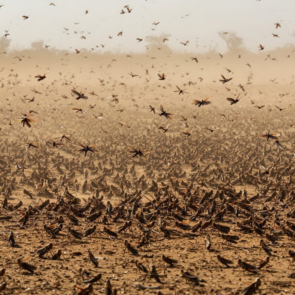 [בתמונה: מחאה חברתית כלהקת ארבה… התמונה עובדה במערכת הבינה המלאכותית Gemini' של גוגל]