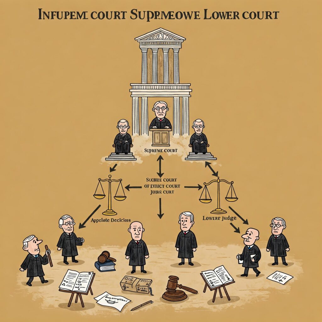 [בתמונה: האם הפוליטיזציה מחלחלת מבית המשפט העליון למחוזיים? ברור! התמונה עובדה במערכת הבינה המלאכותית Gemini' של גוגל]