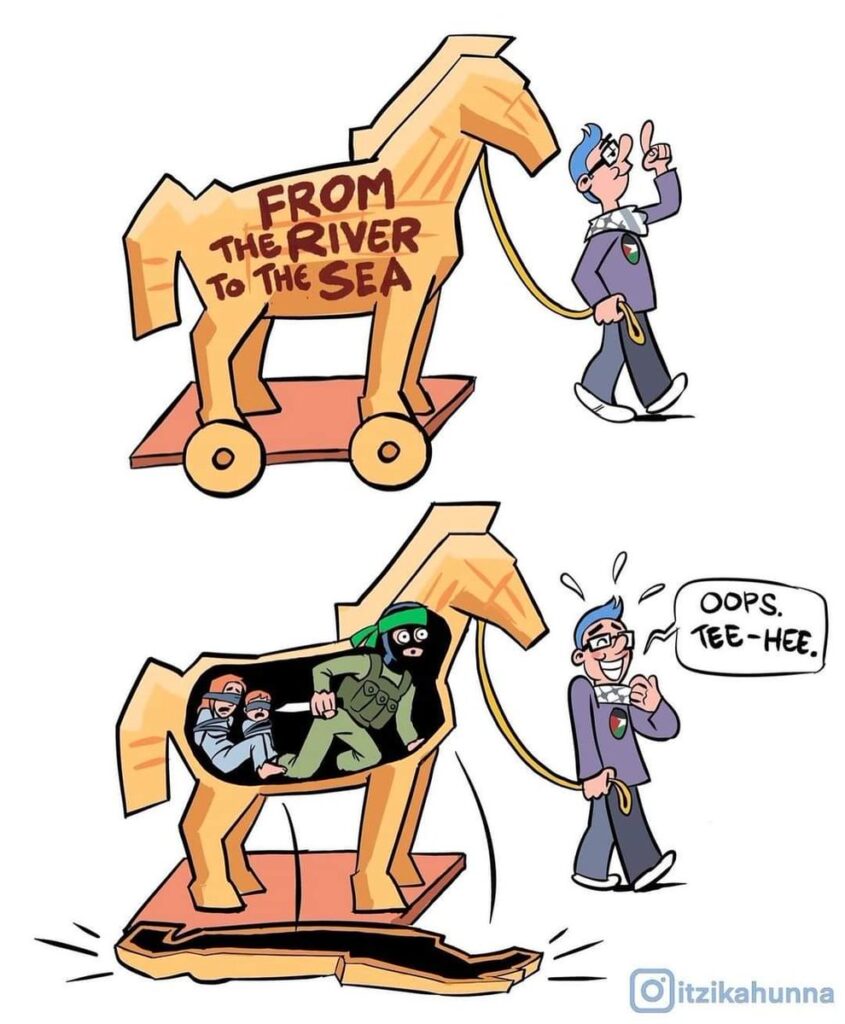 [בתמונה: הסוס הטרויאני של אירופה... היוצר: Oitzikahunna. המקור: דף הטוויטר של Israel Kicks A**. אנו מאמינים כי אנו עושים בתמונה שימוש הוגן]