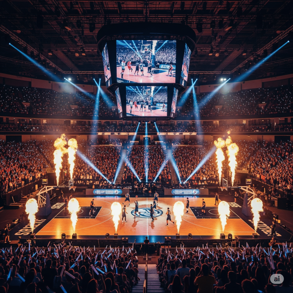 [בתמונה: הפיכת הספורט לבידור... התמונה עובדה במערכת הבינה המלאכותית Gemini' של גוגל]