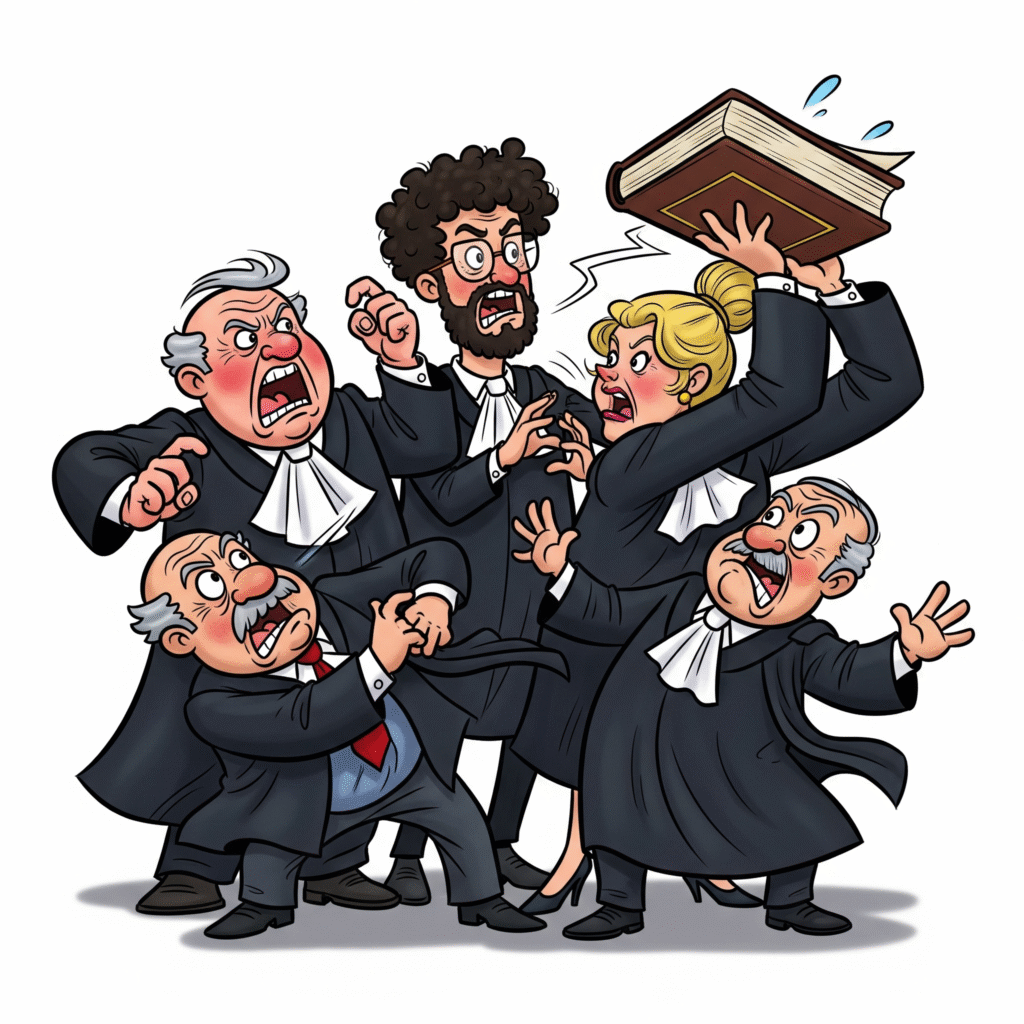 [בתמונה: צעקות בבית המשפט העליון... התמונה עובדה במערכת הבינה המלאכותית Gemini' של גוגל]