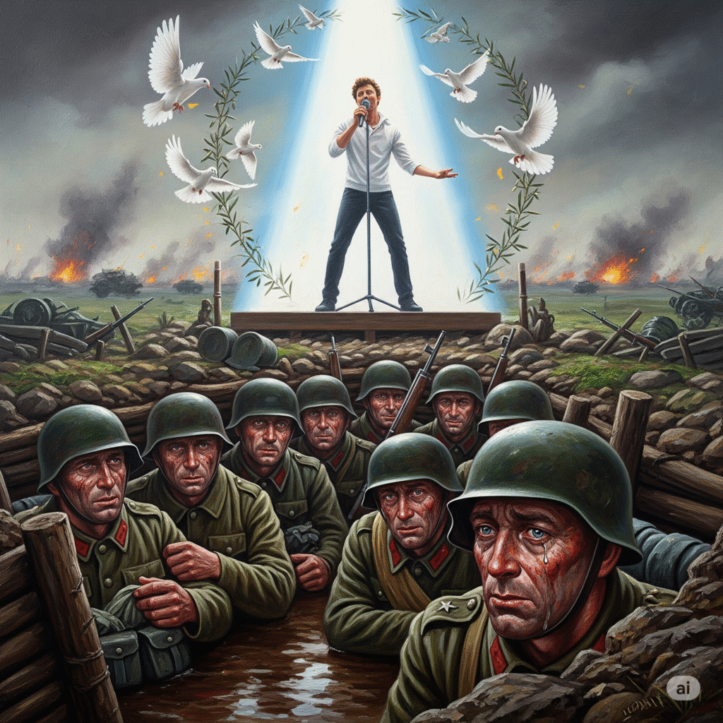 [בתמונה: הדיבור על "אהב שלום ורדפהו" ניתן ליישום  כדיבור המכוון אל האדם הפרטי בשדה הפעולה שבין אדם לחברו, אולם הוא איננו יכול לשמש ציווי להתנהלות המדינה... התמונה עובדה במערכת הבינה המלאכותית Gemini' של גוגל]