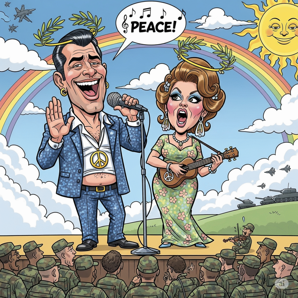 [בתמונה: הדיבור על "אהב שלום ורדפהו" ניתן ליישום  כדיבור המכוון אל האדם הפרטי בשדה הפעולה שבין אדם לחברו, אולם הוא איננו יכול לשמש ציווי להתנהלות המדינה... התמונה עובדה במערכת הבינה המלאכותית Gemini' של גוגל]