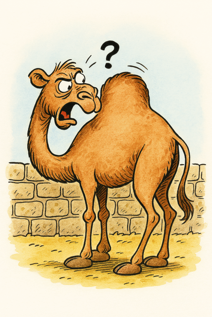 [בתמונה: פנחס יחזקאלי: המראה הסדוקה: למה הגמל אינו רואה את דבשתו? התמונה עובדה במערכת הבינה המלאכותית של Copilot ב- Windowes]