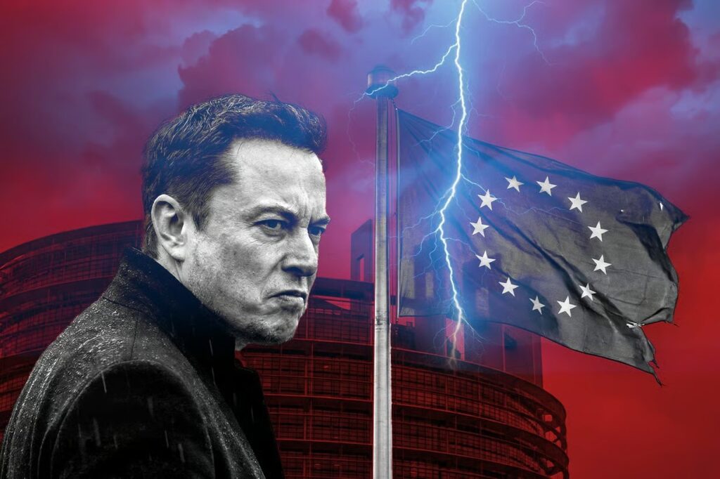 [בתמונה: האיחוד האירופי נגד אילון מאסק... המקור: דף הטוויטר של Mario Nawfal. אנו מאמינים כי אנו עושים בתמונה שימוש הוגן] 