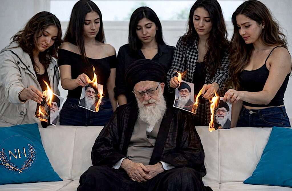 [בתמונה: גורלו של המערב יוכרע על פי יכולתו לאמץ מחדש את אומץ הלב האיראני, וכדאי להן לנשות המערב לשנות מסלול... המקור: דף הטוויטר של Sofia Afonso Ferreira. אנו מאמינים כי אנו עושים בתמונה שימוש הוגן]