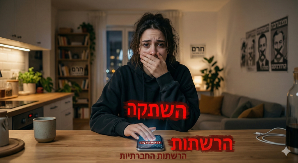 [בתמונה: השתקה וביטול ברשתות החברתיות... התמונה עובדה במערכת הבינה המלאכותית Gemini' של גוגל]