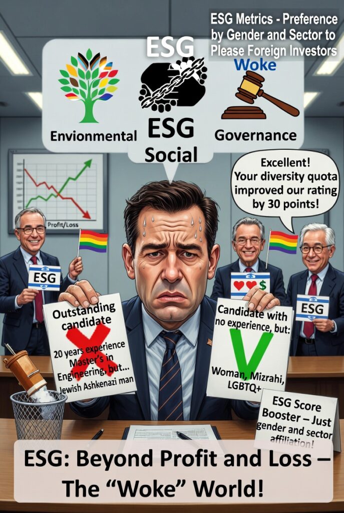 [בתמונה: בעיית מדדי ה- ESG של הווק... התמונה עובדה במערכת הבינה המלאכותית של GROK]