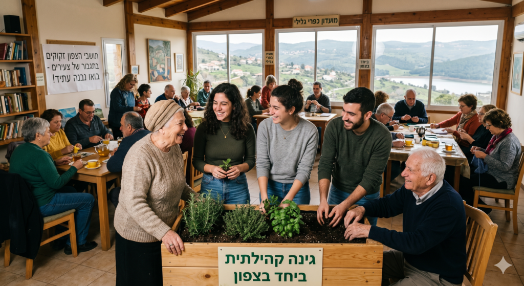 [בתמונה: תושבי הצפון זקוקים לקהילה בתגבור של צעירים... התמונה עובדה במערכת הבינה המלאכותית Gemini' של גוגל]