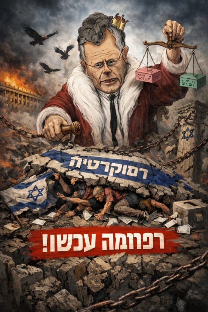 [בתמונה: הרכבים. כרזת מחאה נגד השופט עמית, שהתפרסמה ברשתות החברתיות... התמונה שותפה ברשתות החברתיות ובעל הזכויות שבה לא אותר. לכן, השימוש נעשה לפי סעיף 27א' לחוק זכויות יוצרים.  בעל הזכויות הראשי, אנא פנה ל: yehezkeally@gmail.com]