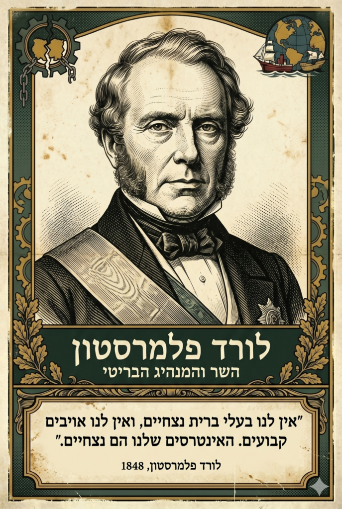 [בתמונה: הלורד פלמרסטון על בעלי ברית… התמונה עובדה במערכת הבינה המלאכותית Gemini' של גוגל]