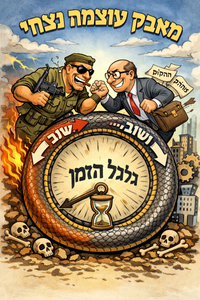 [בתמונה: המציאות משתנה, אך המאבק הוא נצחי משום שהוא המנוע שמאפשר למערכת להשתנות יחד איתה… התמונה עובדה במערכת הבינה המלאכותית של Copilot ב- Windowes]