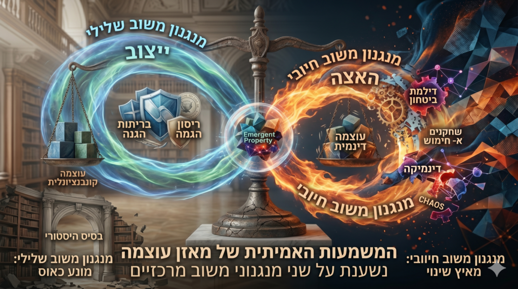 [בתמונה: המשמעות האמיתית של מאזן עוצמה בחיים ובפוליטיקה נשענת על שני מנגנוני משוב מרכזיים: חיובי ושלילי… התמונה עובדה במערכת הבינה המלאכותית Gemini' של גוגל]