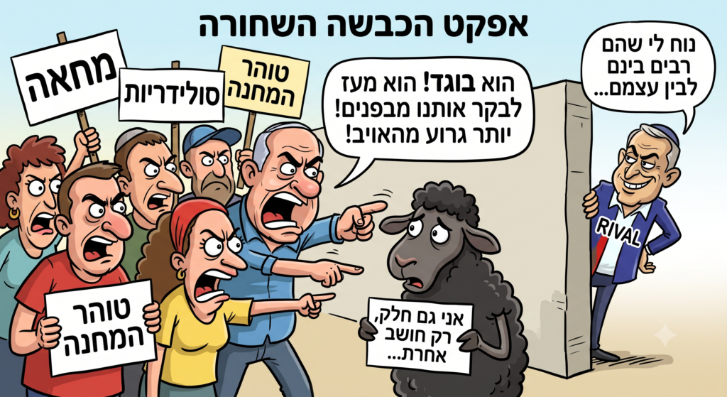 [בתמונה: אפקט הכבשה השחורה… התמונה עובדה במערכת הבינה המלאכותית Gemini' של גוגל]
