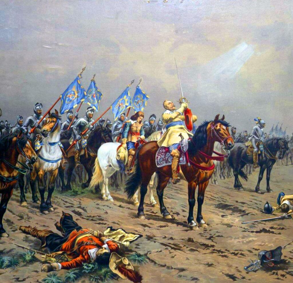[בתמונה: קרב לוצן, שנערך ב-16 בנובמבר 1632, היה אחד הקרבות החשובים ביותר במלחמת שלושים השנים. צבא שוודי בפיקודו של גוסטב אדולפוס, בסיוע חיילים מסקסוניה והסן-קאסל, ניצח בקושי כוח אימפריאלי בפיקודו של אלברכט פון ולנשטיין. שני הצדדים ספגו אבדות כבדות, כאשר גוסטב עצמו היה בין ההרוגים. התמונה היא נחלת הכלל]