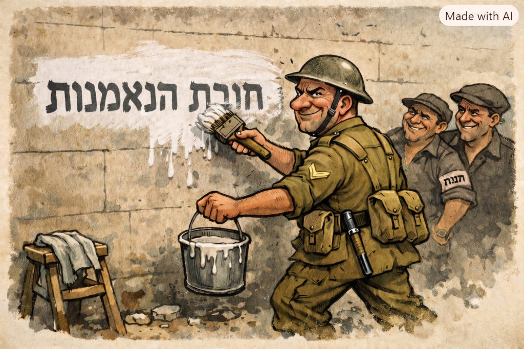 [בתמונה: כשהצבא מתעלם מחובת הנאמנות הראשונית, המוסרית והפיקודית הראשונית והעליונה, לחייליהם שנשלחו להילחם… התמונה עובדה במערכת הבינה המלאכותית של Copilot ב- Windowes]