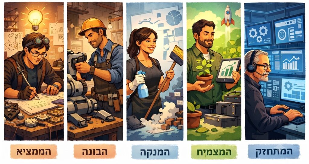 [בתמונה: חמשת הארכיטיפים של צ'רני… התמונה עובדה במערכת הבינה המלאכותית של Copilot ב- Windowes]